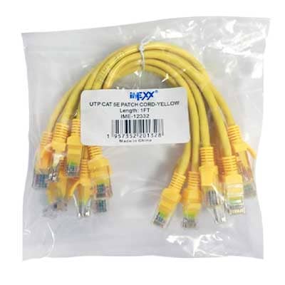 CABLE PATCH CORD CAT5E AMARILLO 1 PIE IMEXX (10 U)