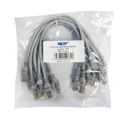 CABLE PATCH CORD CAT5E GRIS 1 PIE IMEXX (10 U)