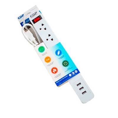 REGLETA CDP CON SUPRESOR 5 TOMAS + 3 USB 1250W RU-SS5
